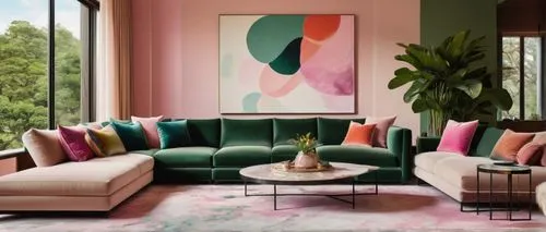 mahdavi,sitting room,mid century modern,modern decor,apartment lounge,contemporary decor,livingroom,living room,pink chair,interior design,pink green,interior decor,sofa set,cassina,showhouse,minotti,watermelon painting,berkus,deco,gournay,Photography,Fashion Photography,Fashion Photography 15