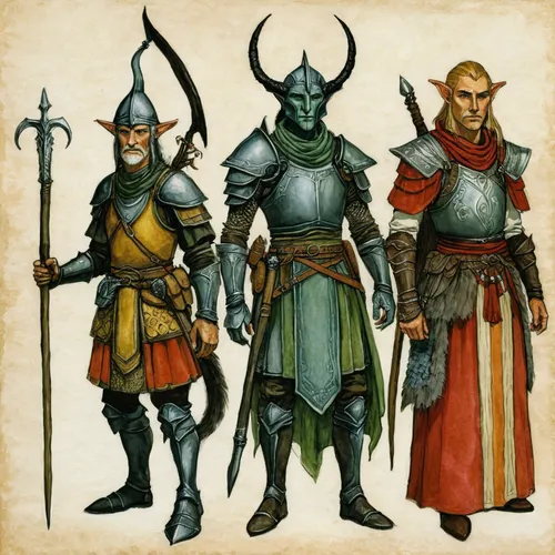 the three magi,three kings,heroic fantasy,elves,clergy,holy three kings,massively multiplayer online role-playing game,vikings,swordsmen,three wise men,the three wise men,germanic tribes,dwarves,aesulapian staff,guards of the canyon,dragon slayers,advisors,norse,musketeers,lancers,Illustration,Paper based,Paper Based 22