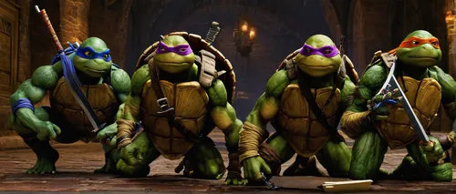 teenage mutant ninja turtles,raphael,turtles,michelangelo,canna family,reptiles,frogs,frog gathering,limb males,scales of justice,trachemys,amphibians,reptilians,ivy family,dragon slayers,caper family,dragees,guards of the canyon,aesulapian staff,gladiators,Art,Classical Oil Painting,Classical Oil Painting 15