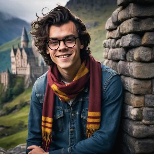 harry,harry styles,harold,harry potter,hogwarts,dimple,styles,potter,hipster,hogwarts express,nerd,cuddly,cant breath smiley,stubble,husband,albus,scarf,glasses glass,eyeglasses,facial hair,Illustration,Realistic Fantasy,Realistic Fantasy 03