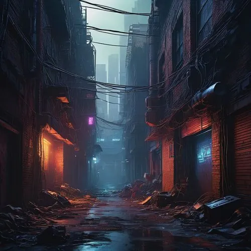 alleyway,alley,cyberpunk,narrow street,slum,slums,blind alley,street canyon,world digital painting,shanghai,hanoi,rescue alley,cairo,destroyed city,kowloon city,the street,souk,old linden alley,post-apocalyptic landscape,kowloon,Conceptual Art,Daily,Daily 01