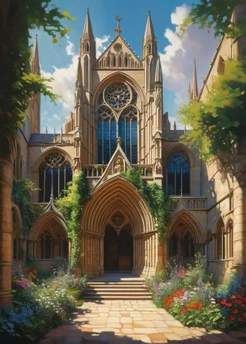 cathedral,gothic church,violet evergarden,magisterium,notre dame,cathedrals,minster,the cathedral,ecclesiatical,ecclesiastic,church painting,alfheim,sanctuary,notredame,elstone,maplestory,praetorium,mincy,monastery,conventual,Conceptual Art,Oil color,Oil Color 04