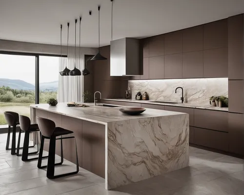 Modern kitchen style with stone-effect porcelain stoneware
Minimal kitchen in combination with chocolate swirl-and- creamy mushroom -kitchen-warm-minimalist-design a beautiful Italian stone. Discover 