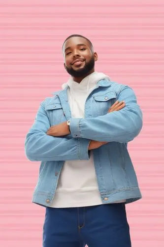 man black,a man is standing in front of a pink background,mero,pink background,man in pink,jabari,maualuga,erkel,Illustration,Japanese style,Japanese Style 01