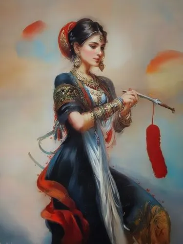 woman playing violin,violin woman,saraswati veena,woman playing,radha,violinist,violin player,bansuri,indian art,shehnai,indian woman,harp player,ethnic dancer,the flute,khokhloma painting,flute,rudra