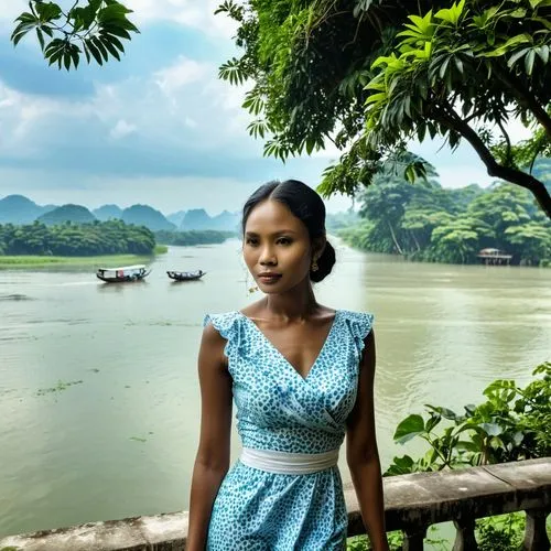 The tranquil waters of Yangon River stretches out before the old guest of Liangyuan, who has been separated for a long time. You are in a serene garden, and I am in the lush greenery. You and I have b