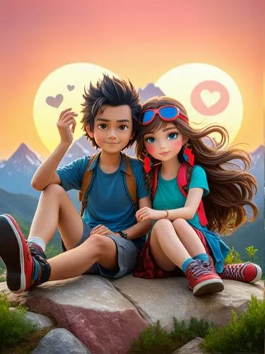 girl and boy outdoor,cute cartoon image,kids illustration,boy and girl,emara,little boy and girl,layden,lilo,children's background,3d render,lyoko,young couple,couple boy and girl owl,tadashi,kiddos,3