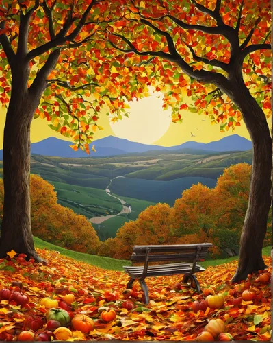 autumn background,autumn landscape,fall landscape,autumn scenery,autumn idyll,autumn frame,round autumn frame,autumn forest,fall picture frame,the autumn,autumn in the park,autumn trees,autumn mountains,autumn day,autumn tree,one autumn afternoon,landscape background,autumn theme,fall foliage,park bench,Art,Classical Oil Painting,Classical Oil Painting 39