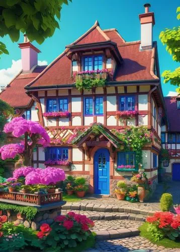 sylvania,ghibli,summer cottage,alpine village,maison,aurora village,auberge,traditional house,maplecroft,beautiful home,knight village,little house,studio ghibli,butka,hydrangeas,apartment house,country estate,country cottage,dreamhouse,cottage,Conceptual Art,Sci-Fi,Sci-Fi 28