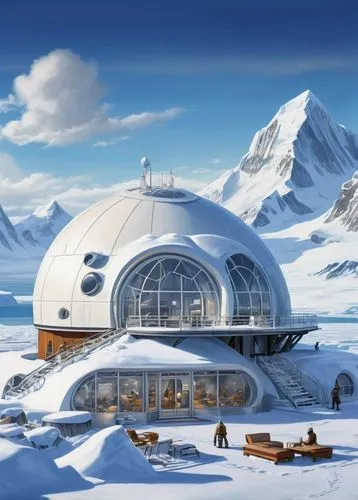 igloos,snowhotel,igloo,snow house,the polar circle,snow roof,snow shelter,transantarctic,antarctica,earthship,antarctic,south pole,syberia,roof domes,antartica,alpine hut,snowglobe,arctica,arctic,baffin,Illustration,Realistic Fantasy,Realistic Fantasy 21