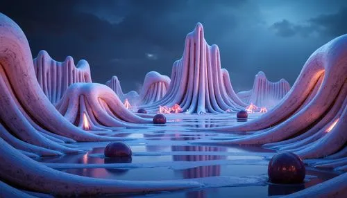 futuristic landscape,ice castle,ice planet,alien world,ice landscape,ice cave,3d fantasy,fantasy landscape,fractal environment,alien planet,tunheim,futuristic art museum,ice formations,penitentes,ice curtain,3d background,labyrinths,jotunheim,3d render,virtual landscape