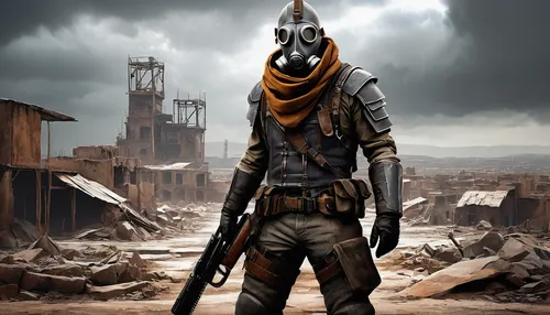 grey fox,erbore,post apocalyptic,wasteland,jackal,welder,mercenary,post-apocalyptic landscape,south american gray fox,construction helmet,respirator,metal rust,apocalyptic,vigil,steel helmet,steelworker,mad max,scrap dealer,fallout,fallout4,Art,Artistic Painting,Artistic Painting 29