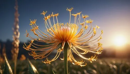 flower in sunset,dandelion flower,sun daisies,daisy flower,erdsonne flower,celestial chrysanthemum,Photography,General,Realistic