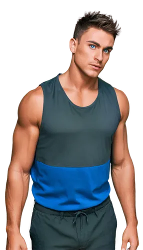 Muscular man, athletic build, strong facial features, short spiky hair, piercing blue eyes, prominent jawline, thick eyebrows, sweat droplets on forehead, ripped abs, bulging biceps, triceps, powerful