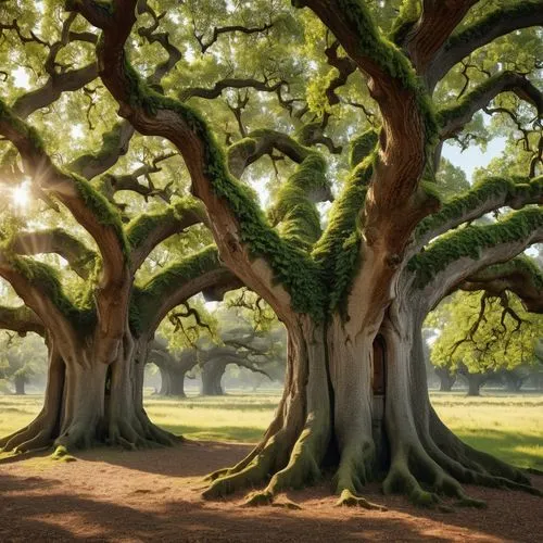 ancient oak trees with two electric charges with scientific style,oak tree,plane-tree family,california live oak,the roots of trees,flourishing tree,two oaks,arbor day,walnut trees,oregon white oak,or