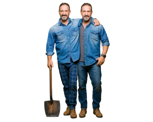 tradesman,carpenter jeans,two-man saw,lumberjack pattern,blue-collar,construction workers,shovels,oddcouple,blue-collar worker,contractor,builders,png transparent,forest workers,farmers,brooms,aa,gay couple,coveralls,garden tool,hand shovel,Art,Classical Oil Painting,Classical Oil Painting 17