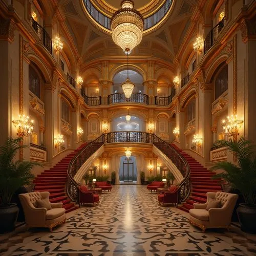 venetian hotel,grand hotel europe,europe palace,hallway,entrance hall,ballroom,grand hotel,hotel hall,emporium,ritzau,foyer,crown palace,montecarlo,hotel lobby,emirates palace hotel,kempinski,royal interior,lobby,cochere,ornate room,Photography,General,Realistic