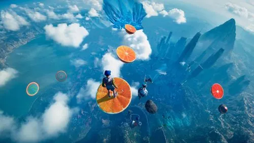 floaters,dragonball,kamehameha,wingsuit,dragon ball,nms,dragon ball z,sky space concept,lensball,floating islands,flying seeds,underwater background,thatgamecompany,floating over lake,floats,oranges,portal,nemo,tangerines,colorful balloons