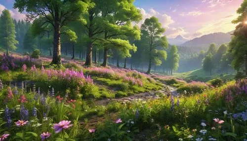 meadow in pastel,mountain meadow,meadow landscape,meadow and forest,purple landscape,green meadow,alpine meadow,summer meadow,flowering meadow,meadow,beauty scene,flower meadow,salt meadow landscape,flower field,landscape background,the valley of flowers,blooming field,fairy forest,lupines,field of flowers