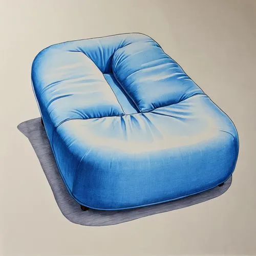 blue color marker sketch,a blue beanbag is sitting on a grey background,water sofa,chaise,soft furniture,blue pillow,chaise lounge,ekornes,Photography,General,Realistic