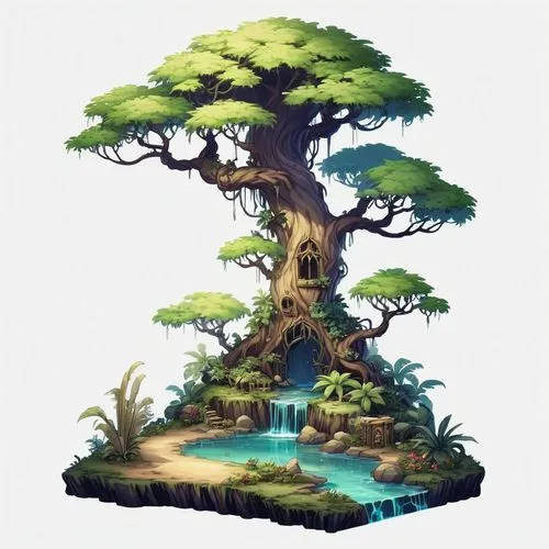 maplestory,yggdrasil,baobab,dragon tree,baobabs,mushroom island,Illustration,Abstract Fantasy,Abstract Fantasy 11