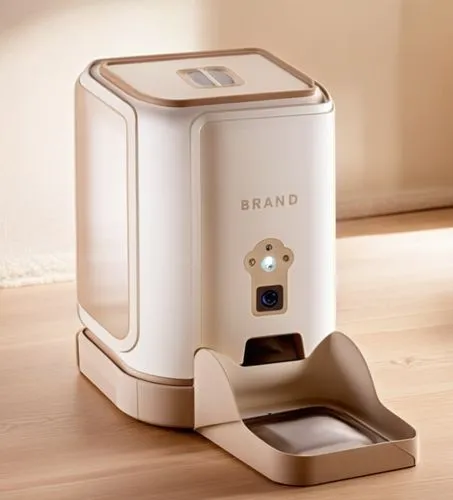 宠物喂食器，简约风格，科技感,a large white electronic device sitting on top of a table,smarttoaster,legrand,pencil sharpener,household appliance,ice cream maker,toast skagen,Photography,General,Realistic