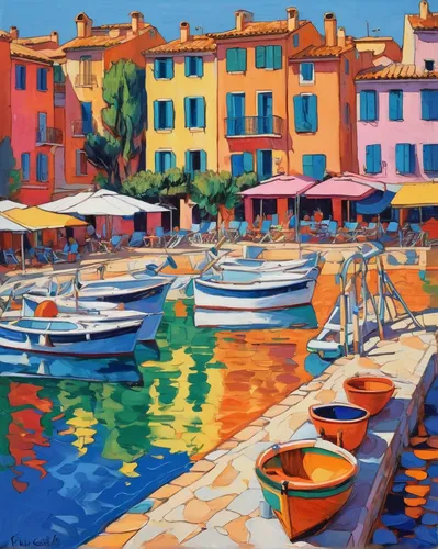 portofino,italian painter,boats in the port,provence,mediterranean,liguria,south france,south of france,fishing boats,boats,oil painting on canvas,boat landscape,boat harbor,fishing village,small boats on sea,harbour,alghero,wooden boats,acqua pazza,corsica,Conceptual Art,Oil color,Oil Color 25