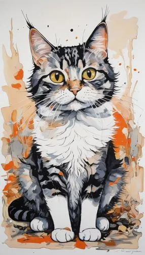 watercolor cat,firecat,cat portrait,drawing cat,calico cat,cat vector,cartoon cat,moppet,doodle cat,frideswide,cat frame,cat drawings,brindle cat,tabby cat,pet portrait,krita,smudge,meredith,calico,cat cartoon,Conceptual Art,Oil color,Oil Color 18