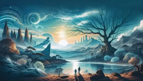 fantasy landscape,fantasy picture,fantasy art,3d fantasy,alfheim,icewind,realms,wonderlands,elfland,dreamscapes,dreamlands,otherworld,dreamscape,lorien,igelstrom,alien world,silmarils,alien planet,maelstrom,lunar landscape,Illustration,Realistic Fantasy,Realistic Fantasy 25