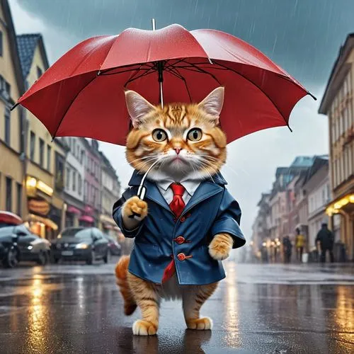 rain cats and dogs,man with umbrella,brolly,fox in the rain,ukrainy,umbrella,orange tabby cat,walking in the rain,raindops,raincoat,godeffroy,thunderpuss,protection from rain,red tabby,red cat,rain protection,cartoon cat,rainaldi,ginger cat,orange tabby,Photography,General,Realistic