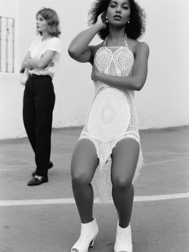 Two different women.,an older woman in white and wearing white shoes,workout icons,lisaraye,hoopz,retro women,pudge,latonya,Photography,Black and white photography,Black and White Photography 06