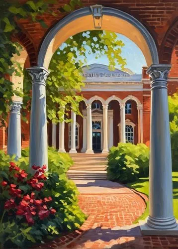 vsu,spelman,telfair,uva,archways,brenau,columns,uga,colonnades,doric columns,umw,howard university,samford,peabody institute,tcnj,monticello,smu,pergola,longwood,red bricks,Conceptual Art,Oil color,Oil Color 22