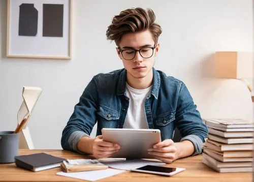 reading glasses,blur office background,male poses for drawing,man with a computer,nerdy,correspondence courses,scholar,work from home,intelectual,writing or drawing device,learn to write,bibliographer,bookstar,nerd,publish e-book online,holding ipad,laptop,make money online,silver framed glasses,kindle,Illustration,Children,Children 03