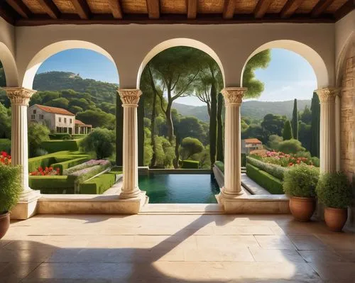 provencal,dorne,provencal life,villa d'este,tuscan,tuscany,toscane,villa cortine palace,amanresorts,alhambra,villa balbianello,luxury property,toscana,hacienda,south france,loggia,courtyard,courtyards,ravello,portofino,Art,Classical Oil Painting,Classical Oil Painting 41