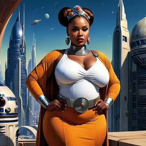 afrofuturism,mcquarrie,ororo,leia,calrissian,lilandra,coruscant,radebaugh,rocketeer,bombshells,chrisette,latrice,sci fiction illustration,starfires,tiana,giantess,femforce,lucasarts,organa,padme,Conceptual Art,Sci-Fi,Sci-Fi 05