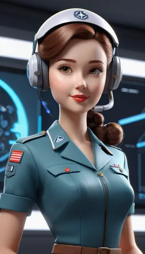 female nurse,female doctor,lady medic,flight engineer,princess leia,telephone operator,stewardess,flight attendant,nurse uniform,switchboard operator,combat medic,captain p 2-5,drone operator,fighter pilot,engineer,symetra,medic,operator,cg artwork,dispatcher,Unique,3D,3D Character