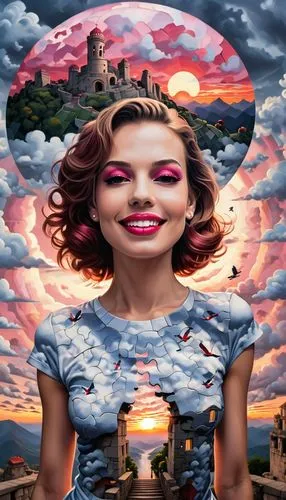 meteora,world digital painting,sky rose,surrealism,pisa,fantasy picture,sky,cielos,cumulus,digital art,melpomene,kaleidoscape,cielo,fantasy portrait,khaldei,lenticular,distortive,surrealistic,illusion,portrait background,Conceptual Art,Oil color,Oil Color 14