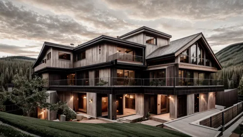 The primary exterior color will be black,telluride,house in the mountains,house in mountains,timber house,log home,modern architecture,wooden house,aspen,beautiful home,luxury property,the cabin in th