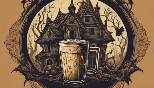 coffee tea illustration,witch's house,apothecary,beer stein,treehouse,tree house,witch house,bird house,brewery,log home,tavern,flagon,beer mug,birdhouse,halloween illustration,root beer,halloween coffee,housetop,coffee pot,pint glass,Illustration,Japanese style,Japanese Style 15