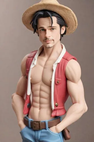 a statue is wearing a hat and with ,3d figure,jotaro,joestar,actionfigure,oingo,action figure,Digital Art,Clay