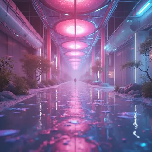 futuristic landscape,3d render,aqua studio,cyberia,flooded pathway,cyberscene,diamond lagoon,environments,render,vapor,cybercity,lagoon,cyberworld,cybertown,atmospheres,swimming pool,synth,3d background,underwater oasis,cyberport,Photography,General,Realistic