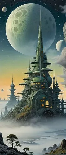 fantasy landscape,futuristic landscape,fantasy city,fantasy picture,homeworlds,alien planet,lunar landscape,sci fiction illustration,fantasy world,deltha,discworld,alien world,ecotopia,citadels,terraformed,fantasy art,starsia,sedensky,mushroom island,ancient city,Illustration,Realistic Fantasy,Realistic Fantasy 31