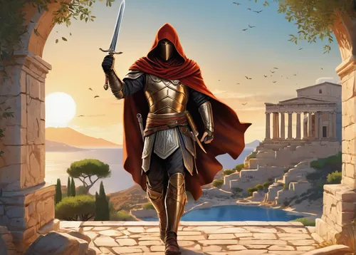 assassin,the wanderer,karnak,templar,imperator,cg artwork,paladin,horus,roman soldier,gladiator,pall-bearer,adventurer,scythe,kadala,aesulapian staff,genesis land in jerusalem,athene brama,figure of justice,conquistador,the roman centurion,Unique,Design,Logo Design