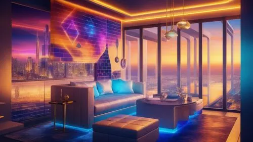 modern room,penthouses,sky apartment,sleeping room,luxury hotel,apartment lounge,Illustration,Realistic Fantasy,Realistic Fantasy 20