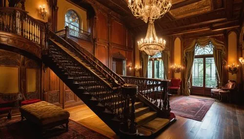 victorian room,hallway,staircase,foyer,outside staircase,victorian,upstairs,entryway,entrance hall,old victorian,ornate room,staircases,driehaus,downstairs,royal interior,henry g marquand house,greystone,stairway,victorian style,entranceway,Art,Classical Oil Painting,Classical Oil Painting 30