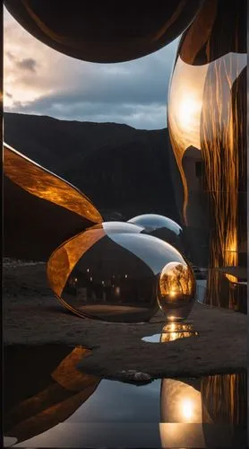 heatherwick,spheres,glass sphere,crystal ball-photography,earthship,amanresorts,reflectional,miroir,mirror house,futuristic landscape,christo,platner,reflector,reflejo,minotti,reflectance,reflected,re