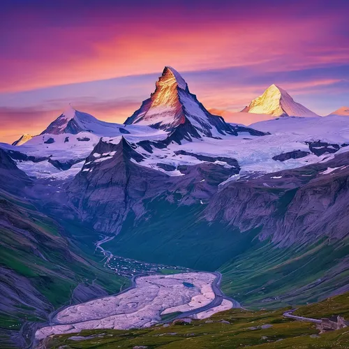 matterhorn,eiger mountain,eiger,zermatt,kirkjufell,landscape mountains alps,swiss alps,bernese alps,matterhorn-gotthard-bahn,mountain landscape,mountain peak,mount robson,high alps,mountainous landscape,the alps,mountain sunrise,switzerland,kirkjufell river,alps,eastern switzerland,Illustration,Realistic Fantasy,Realistic Fantasy 45