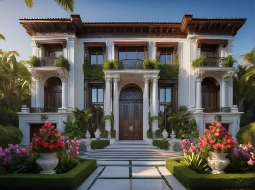 mansions,mansion,house with caryatids,luxury home,bahai,palladianism,bendemeer estates,villa,dreamhouse,florida home,luxury property,palladian,3d rendering,beautiful home,tropical house,neoclassic,neoclassical,garden elevation,large home,riviera,Illustration,Black and White,Black and White 08