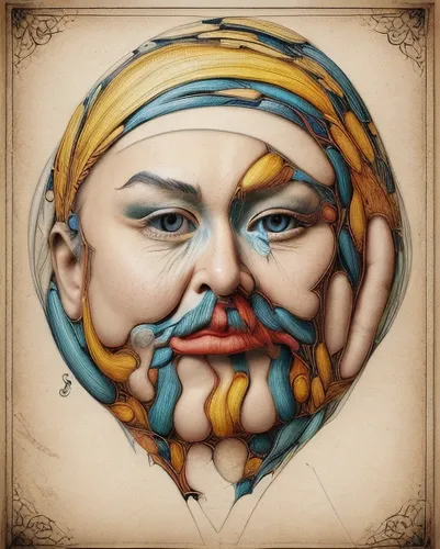 turban,icon magnifying,cholent,lokportrait,dali,poseidon god face,handlebar,the emperor's mustache,leonardo da vinci,russian folk style,dwarf sundheim,mandarin,fantasy portrait,wooden mask,hieromonk,medicine icon,archimandrite,fortune teller,woman's face,kundalini,Realistic,Movie,Playful Fantasy