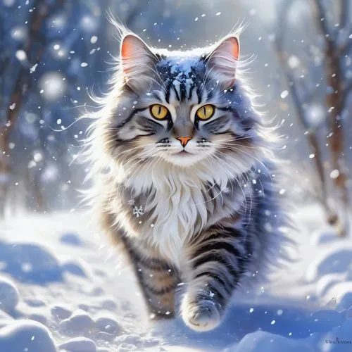 siberian cat,maincoon,winter background,jayfeather,christmas snowy background,snowcat,siberian,snowshoe,blue eyes cat,snowball,winter animals,cat with blue eyes,snowcats,cat on a blue background,snowy,thunderclan,skyclan,mean snowball,kitz,riverclan,Conceptual Art,Oil color,Oil Color 03